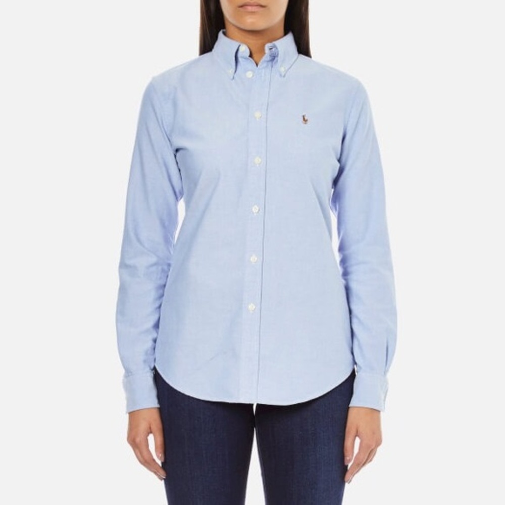 Ralph Lauren Women’s Slim Fit Blue Button Down Top